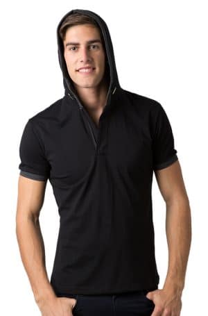 BeSeen_half_zip_cotton_spandex_short_sleeve_hoodie_BSHD22_Black-Dark_Grey_pic_2.jpg
