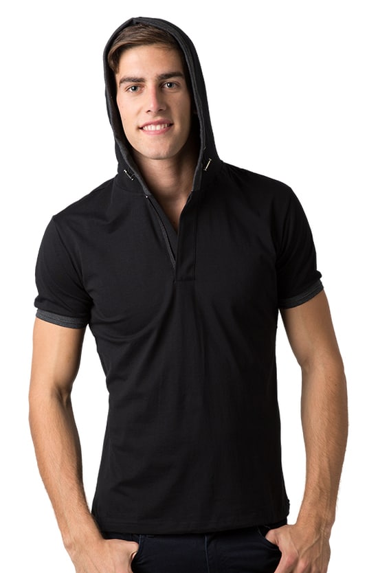 BeSeen_half_zip_cotton_spandex_short_sleeve_hoodie_BSHD22_Black-Dark_Grey_pic_2.jpg