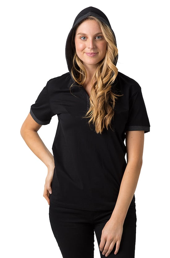BeSeen_half_zip_cotton_spandex_short_sleeve_hoodie_BSHD22_Black-Dark_Grey_pic_4_(1).jpg