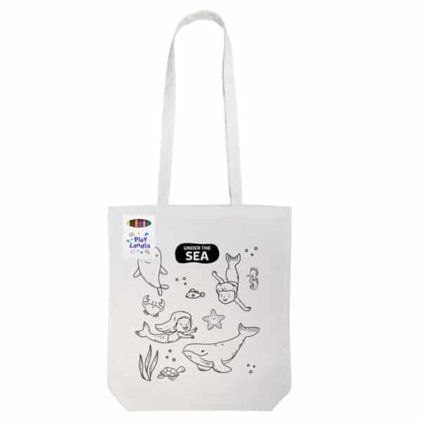 Colouring in Long Handle Cotton Tote Bag with Crayons - Image 5