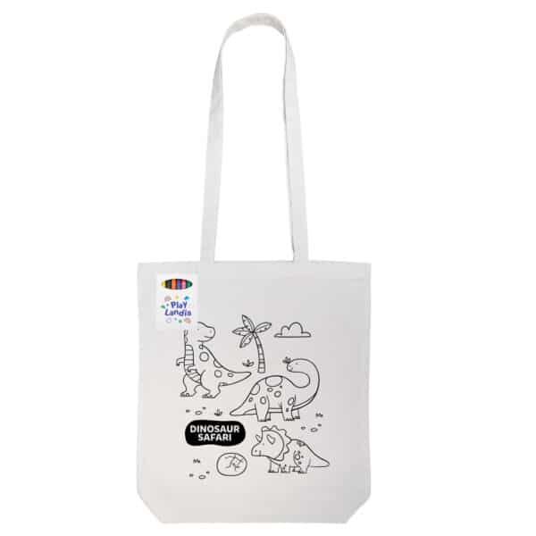 Colouring in Long Handle Cotton Tote Bag with Crayons