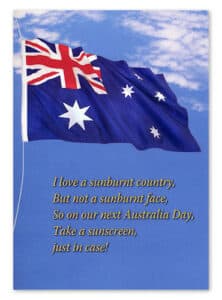 Australia Day Greeting Card with 7g Sachet of Sunscreen