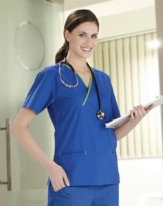 Womens Contrast Crossover Scrub Top
