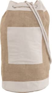 Jute duffel bag with metal eyelets