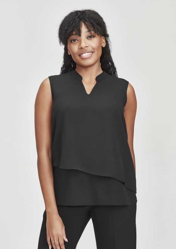 Seville Womens Sleeveless Layered Blouse - Image 5