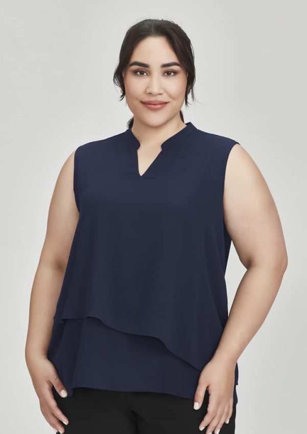 Seville Womens Sleeveless Layered Blouse - Image 4