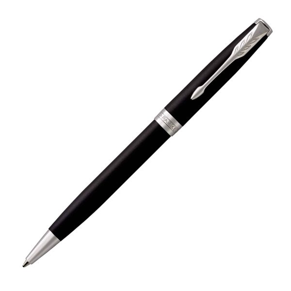 METAL PEN BALLPOINT PARKER SONNET - MATTE BLACK PALLADIUM CHROME TRIM - Image 2