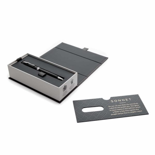 METAL PEN BALLPOINT PARKER SONNET - MATTE BLACK PALLADIUM CHROME TRIM - Image 3