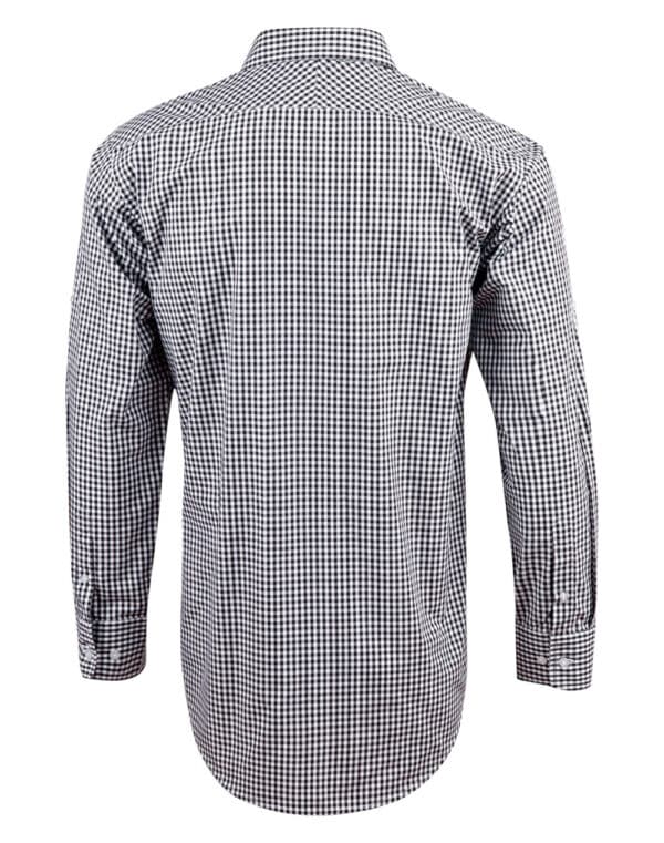 Men’s Gingham Check Long Sleeve Shirt with Roll-up Tab Sleeve - Image 6