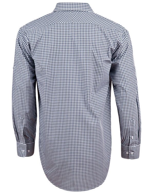 Men’s Gingham Check Long Sleeve Shirt with Roll-up Tab Sleeve - Image 8