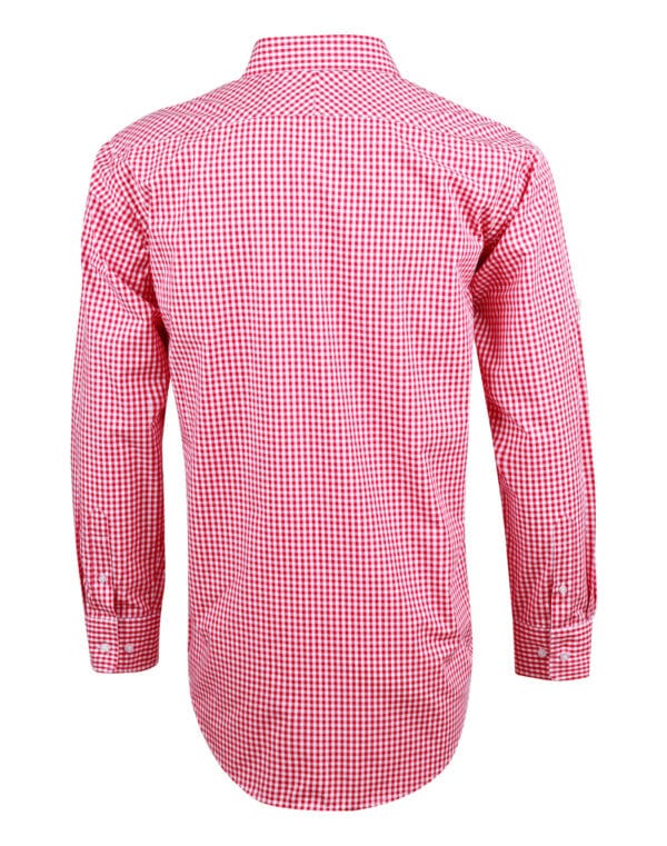 Men’s Gingham Check Long Sleeve Shirt with Roll-up Tab Sleeve - Image 10