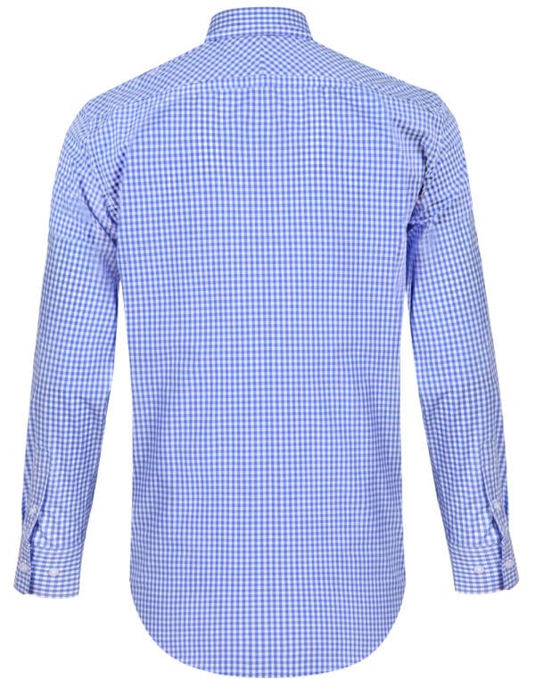 Men’s Gingham Check Long Sleeve Shirt with Roll-up Tab Sleeve - Image 4