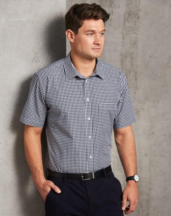 Men’s Gingham Check Short Sleeve Shirt - Image 5