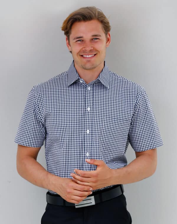 Men’s Gingham Check Short Sleeve Shirt - Image 4