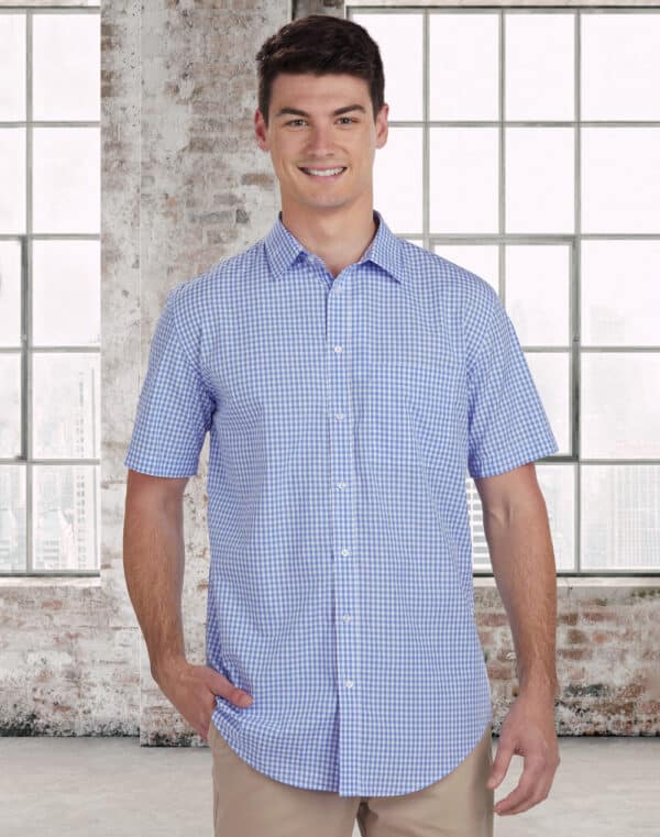 Men’s Gingham Check Short Sleeve Shirt - Image 3