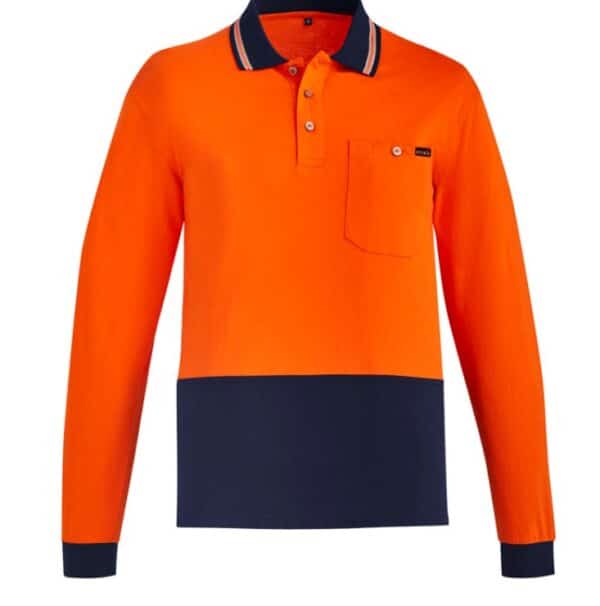Hi Vis Mens Cotton Long Sleeve Polo