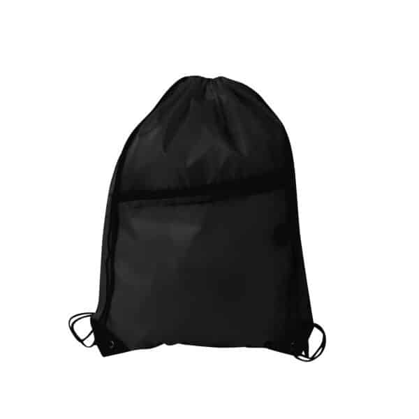 Polyester Drawstring Bag with Zippered Pocket - Image 2