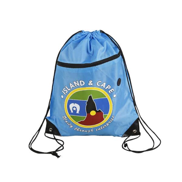Polyester Drawstring Bag with Zippered Pocket - Image 3