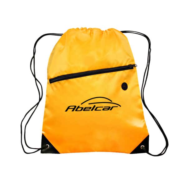 Polyester Drawstring Bag with Zippered Pocket - Image 4