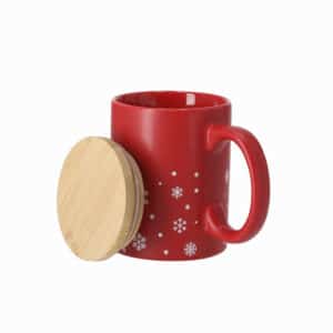 Christmas Ceramic Mug With Bamboo Lid
