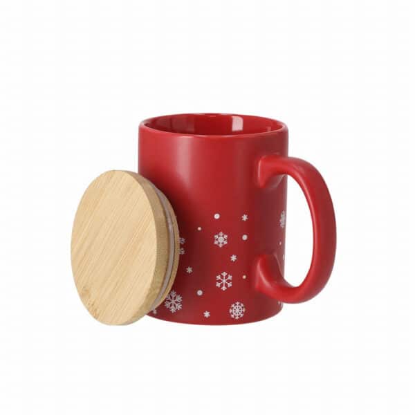 Christmas Ceramic Mug With Bamboo Lid