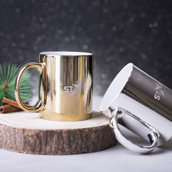 Metallic Silver/Gold Finish Mug