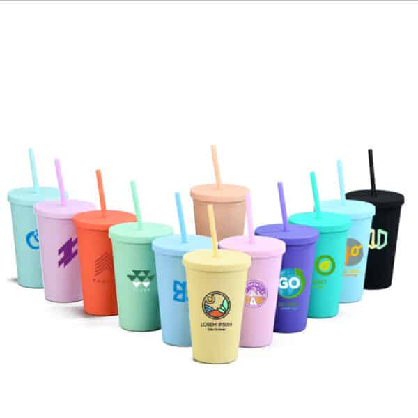 16oz Matte Plastic Cups with Lids & Straws - Image 8