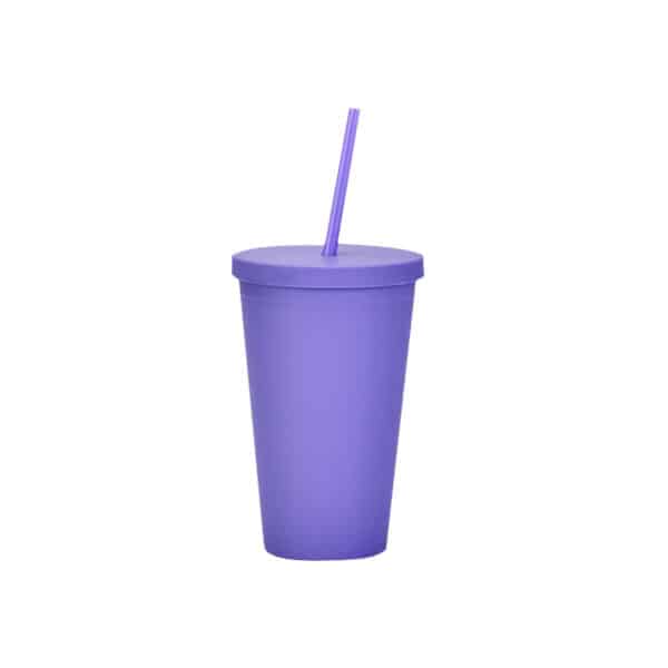 16oz Matte Plastic Cups with Lids & Straws - Image 7