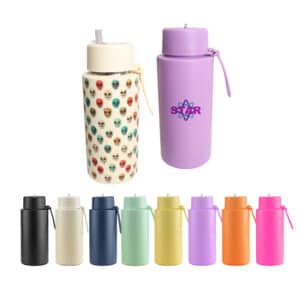 1L Stainless Steel Bottle with Straw Lid
