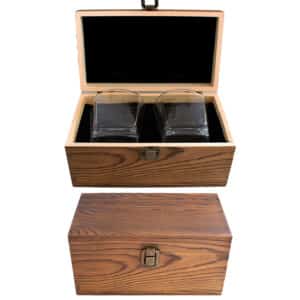 Double Whiskey Glass Timber Box