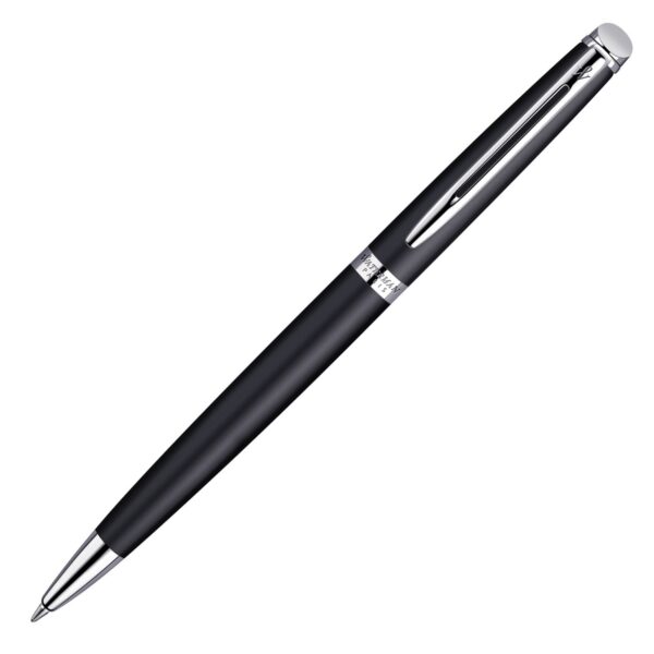 Metal Pen Ballpoint Waterman Hemisphere - Matte Black Palladium Chrome Trim - Image 2