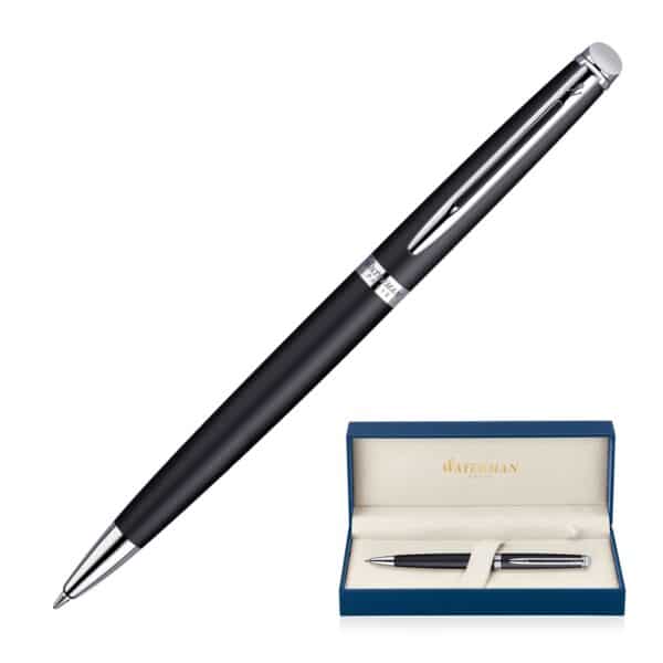Metal Pen Ballpoint Waterman Hemisphere - Matte Black Palladium Chrome Trim - Image 3