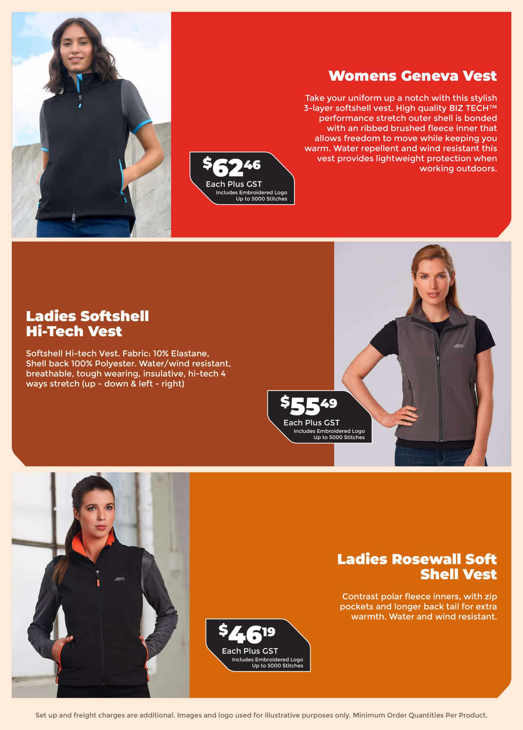The Women's Softshell Vests Range Catalogue