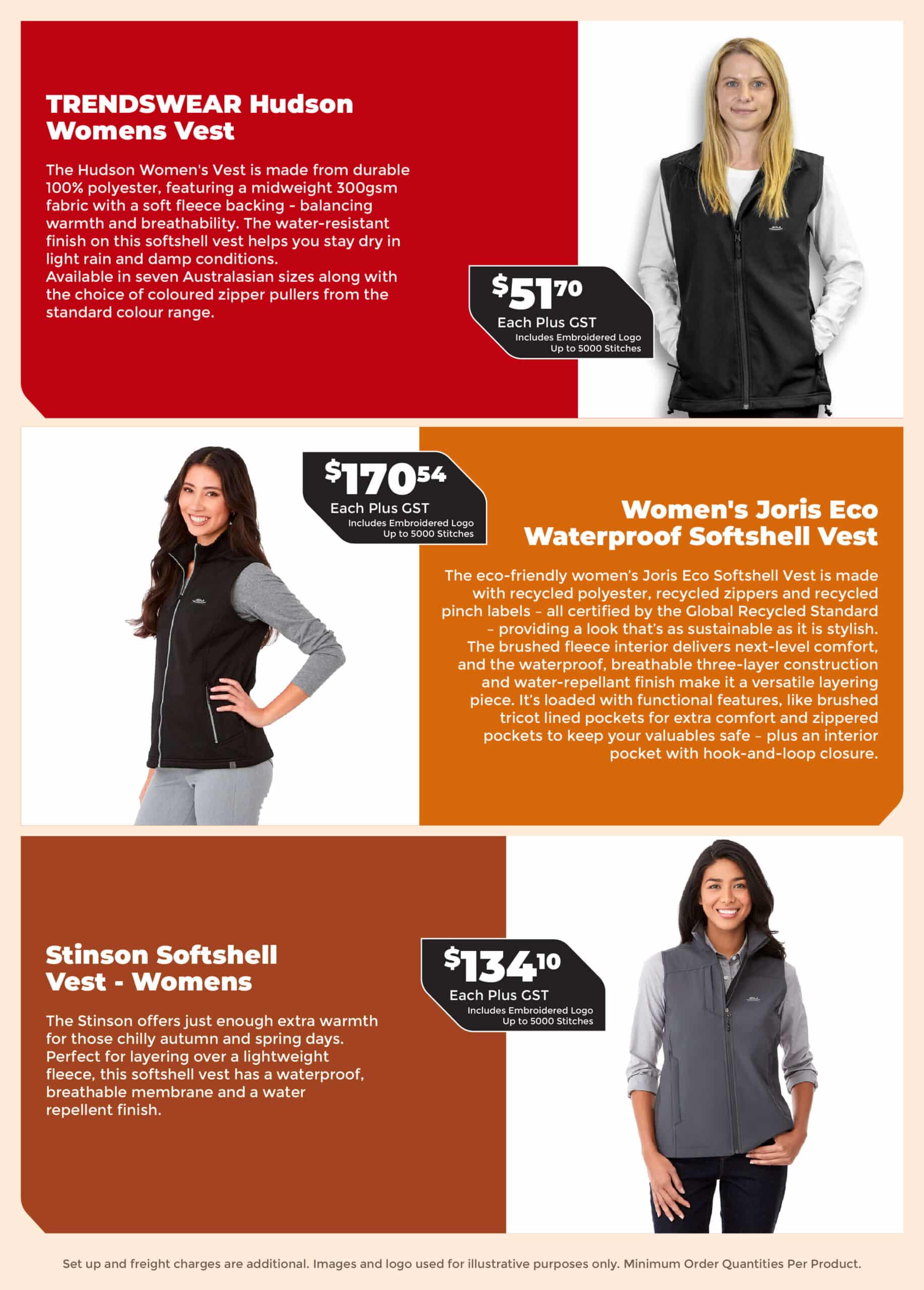 The Women's Softshell Vests Range Catalogue