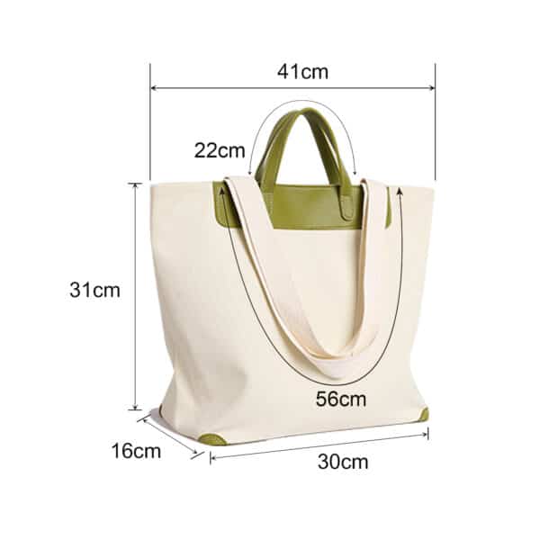 Canvas Bag With Leather Handle
