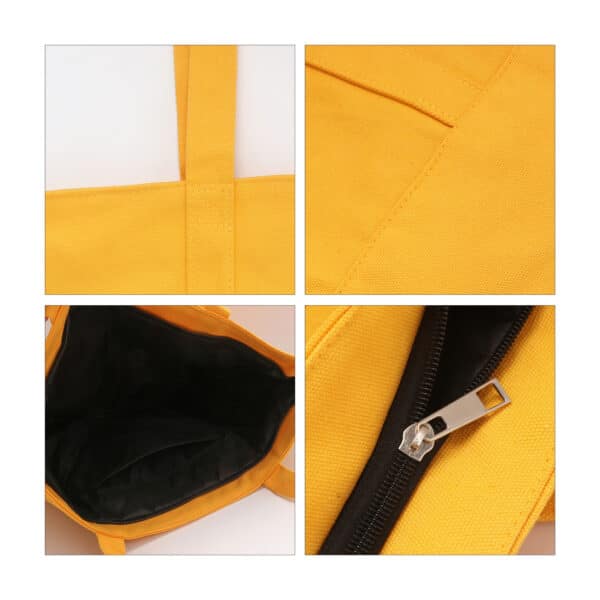 Canvas Zippered Tote Shoulder Bag