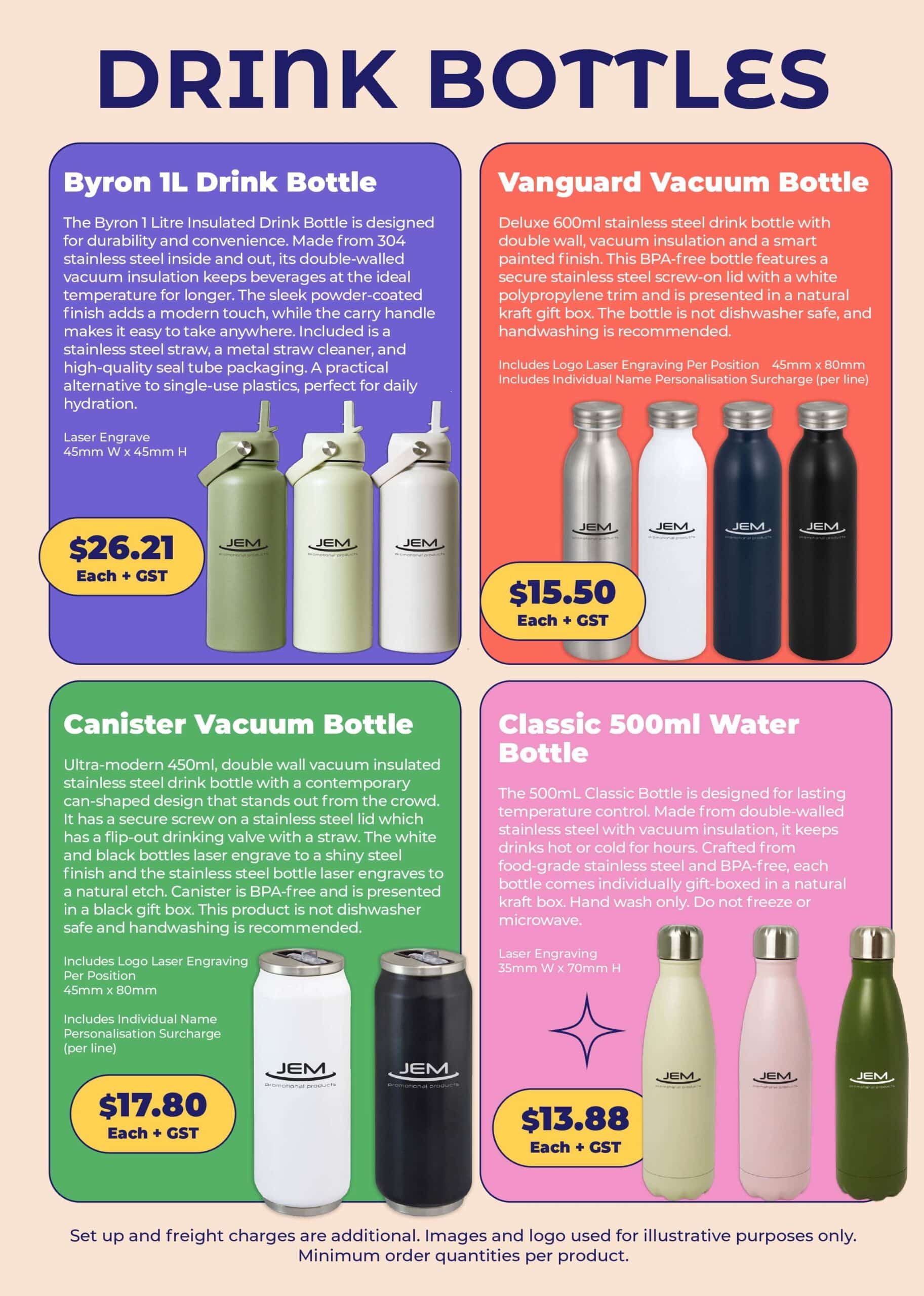 Custom Branded Vacuum Drink Bottles & Travel Mugs