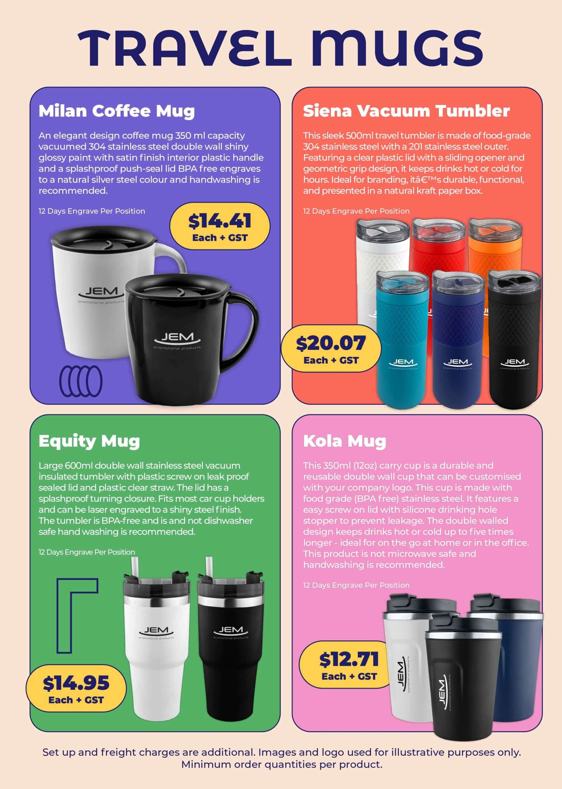 Custom Branded Vacuum Drink Bottles & Travel Mugs