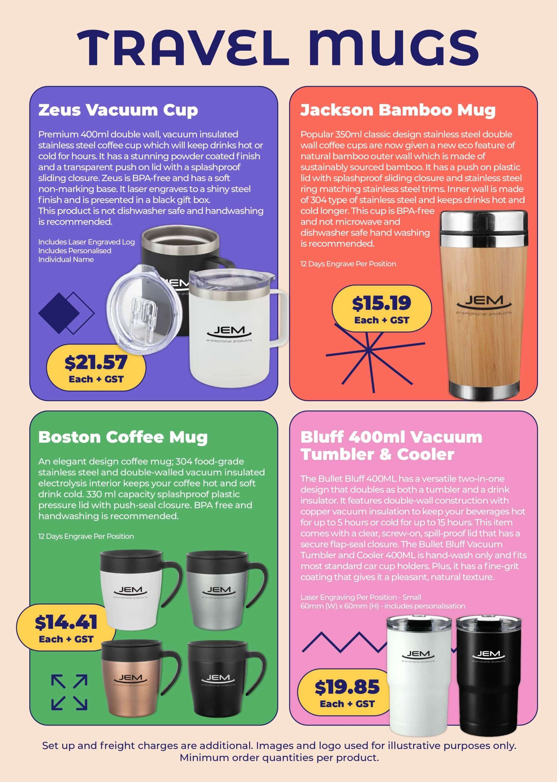 Custom Branded Vacuum Drink Bottles & Travel Mugs