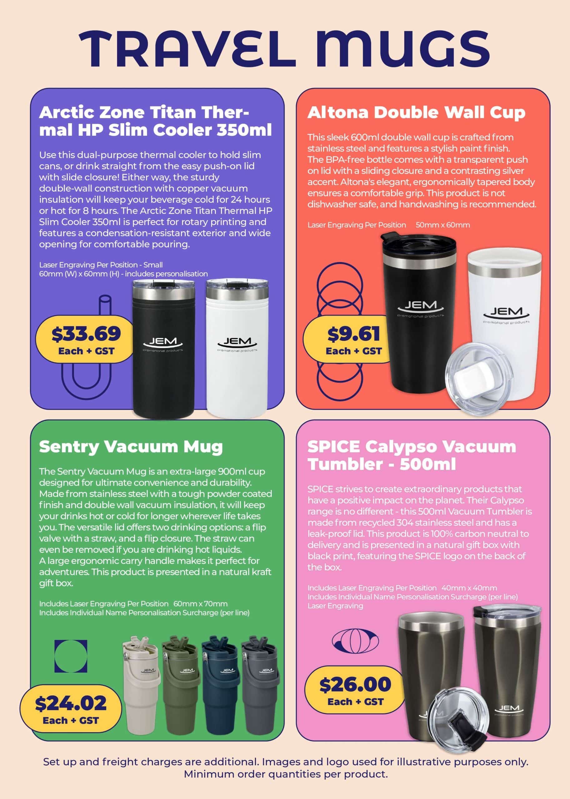 Custom Branded Vacuum Drink Bottles & Travel Mugs