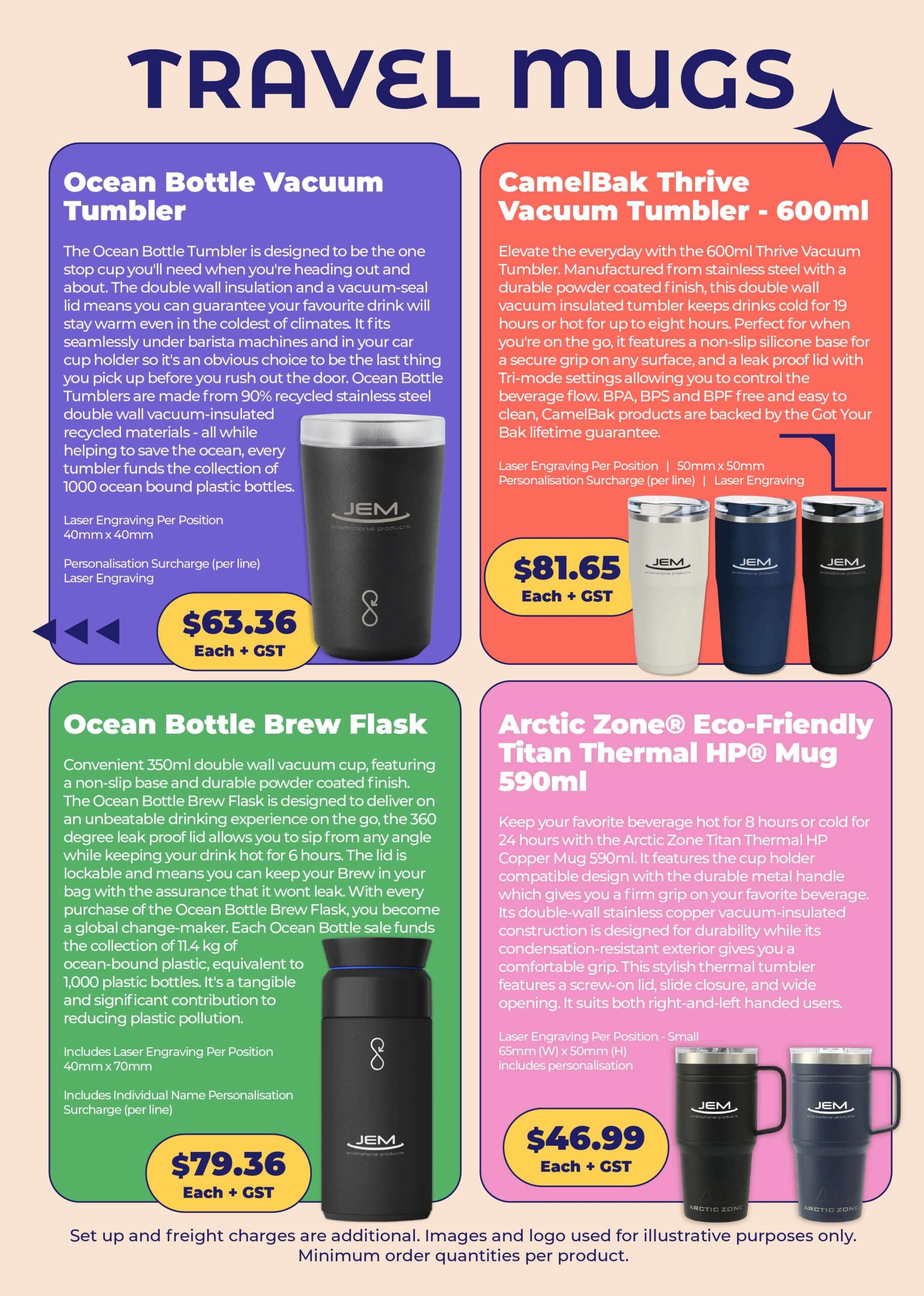Custom Branded Vacuum Drink Bottles & Travel Mugs