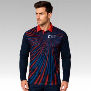 100% Poly Micro Mesh Sublimated Sport Long Sleeves Polo Shirt