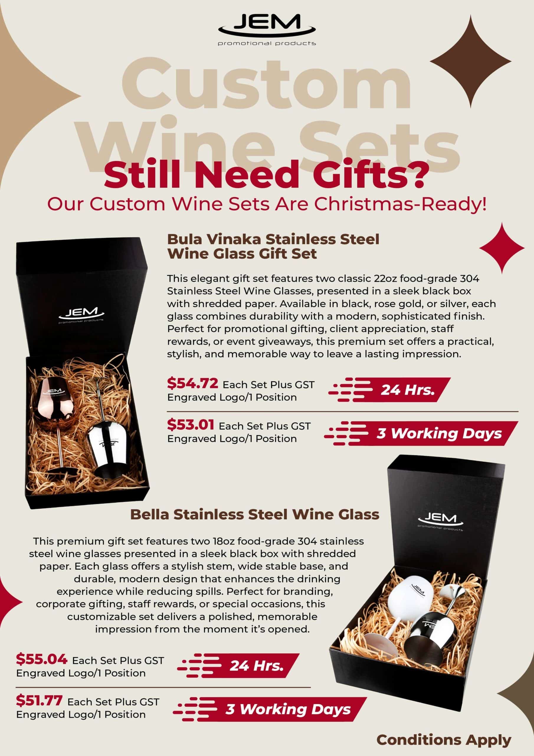 Express Gifts In time for Christmas - Custom Wine Sets