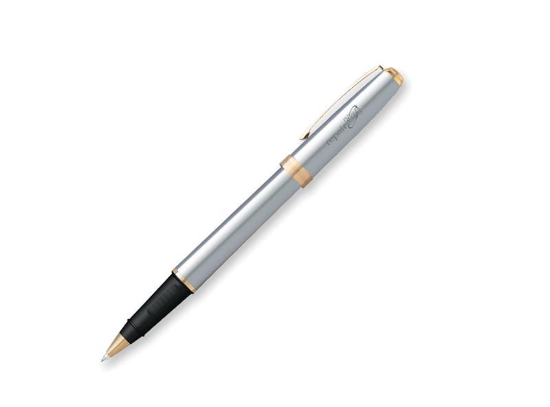 Prelude Matte Chrome with 22k Gold Trim Roller Ball Pens