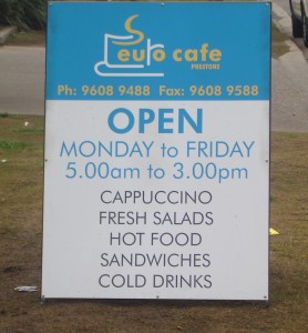 Euro Cafe Sign